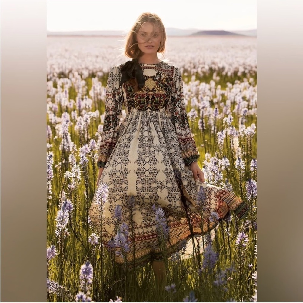 Anthropologie Bhanuni by Jyoti Far Fields Beaded Midi Dress